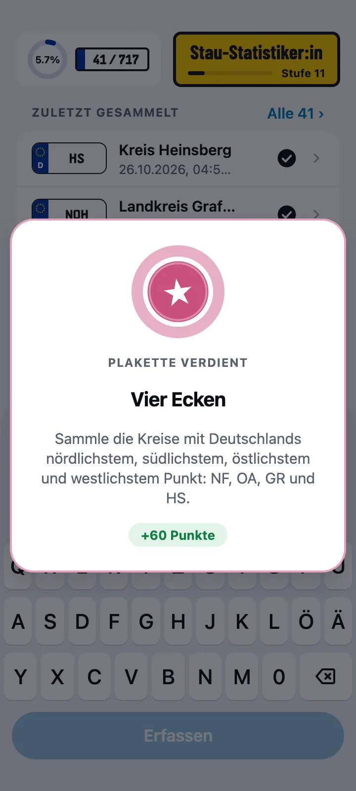Plakette verdient: Vier Ecken